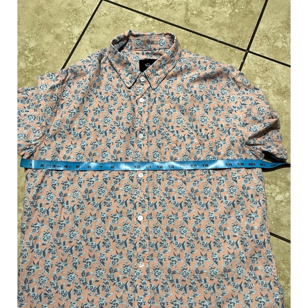 Rails Carson Button Down Linen Mix Shirt Scattered Posy Peach - Picture 4 of 8